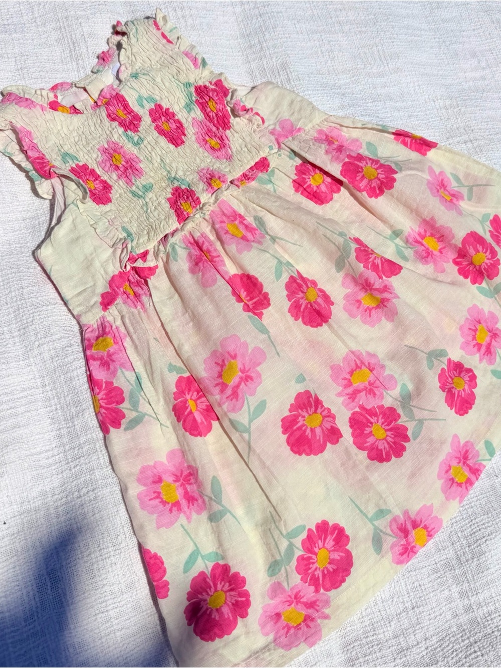 Zara Pink Floral Smocked Sundress
